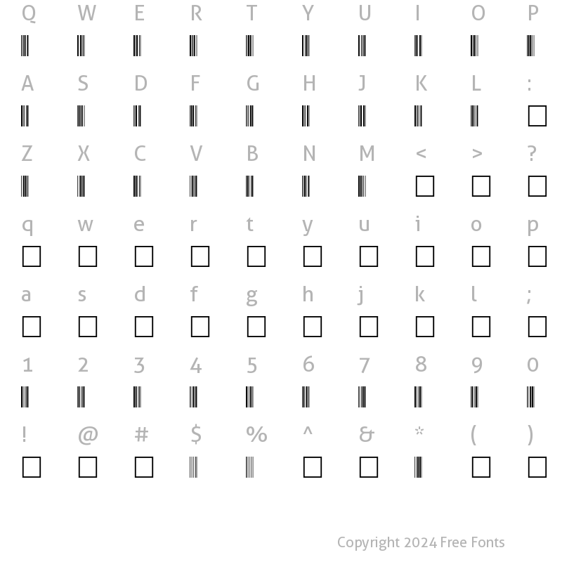 Character Map of Code-39-25 Normal