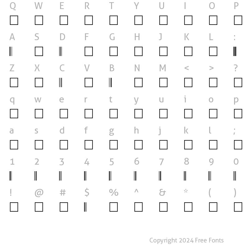 Character Map of Code-Codabar Normal