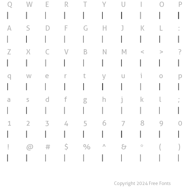 Character Map of Code128Narrow Regular