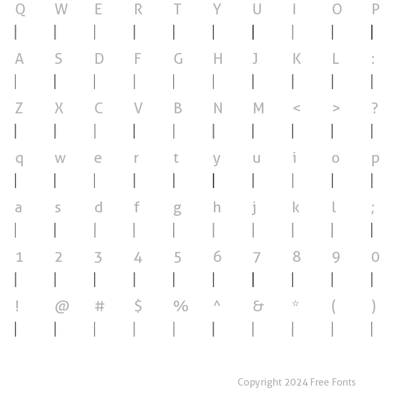 Character Map of Code128VeryNarrow Regular