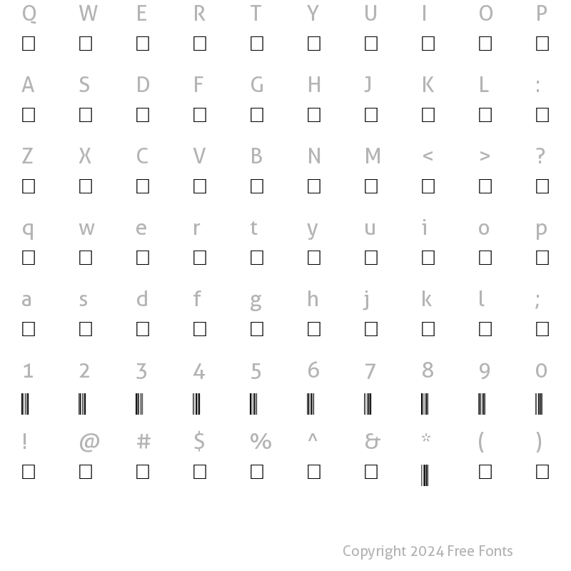 Character Map of Code39-Digits Normal