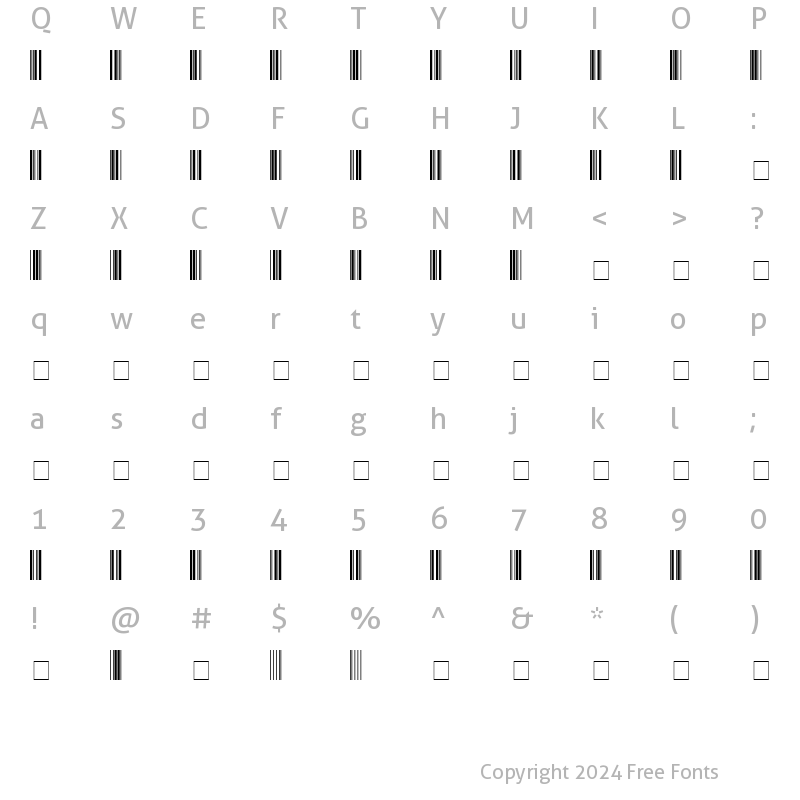 Character Map of Code39 Medium