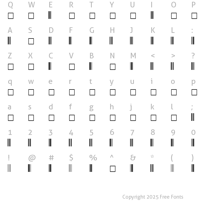 Character Map of Code39Barcode.fog fog