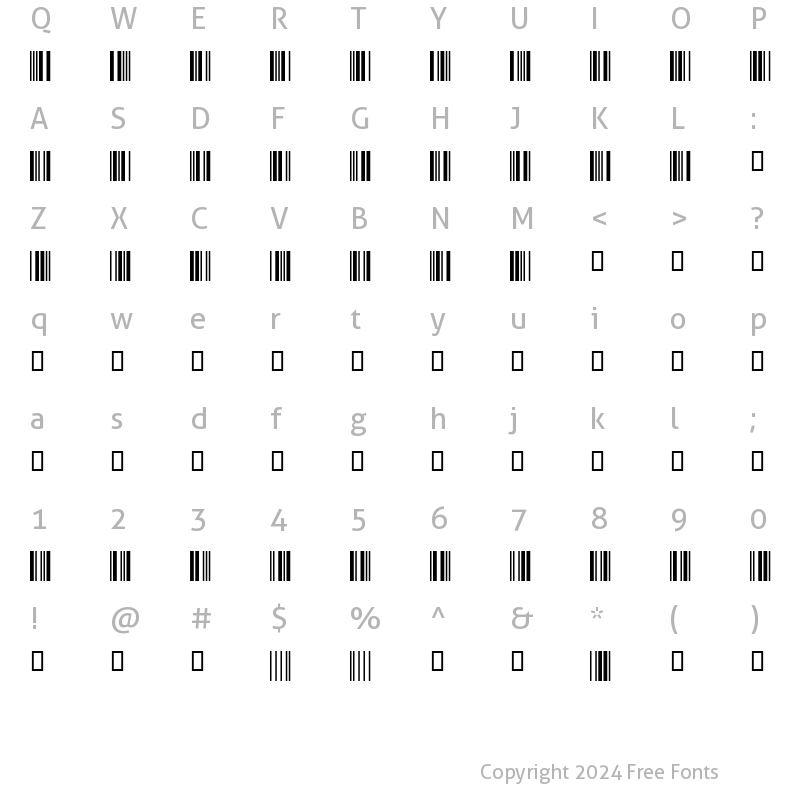 Character Map of Code39SmallHigh Regular