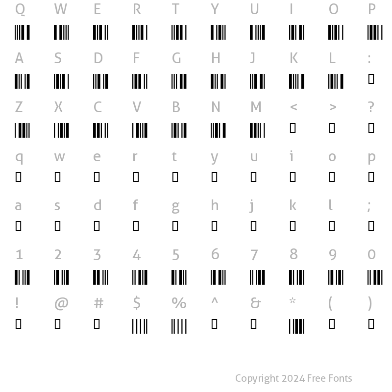 Character Map of Code39SmallLow Regular