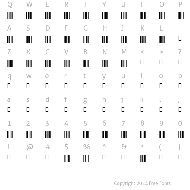 Character Map of Code39SmallMedium Regular