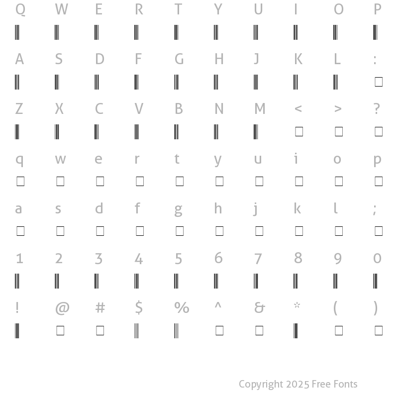 Character Map of CODE3OF9X1 Normal