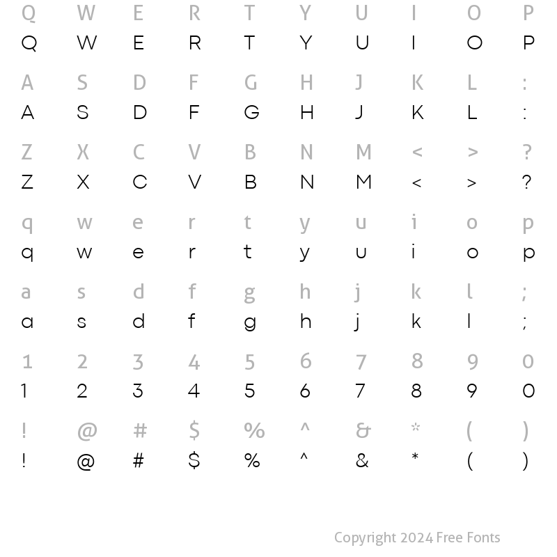 Character Map of Codec Pro Light