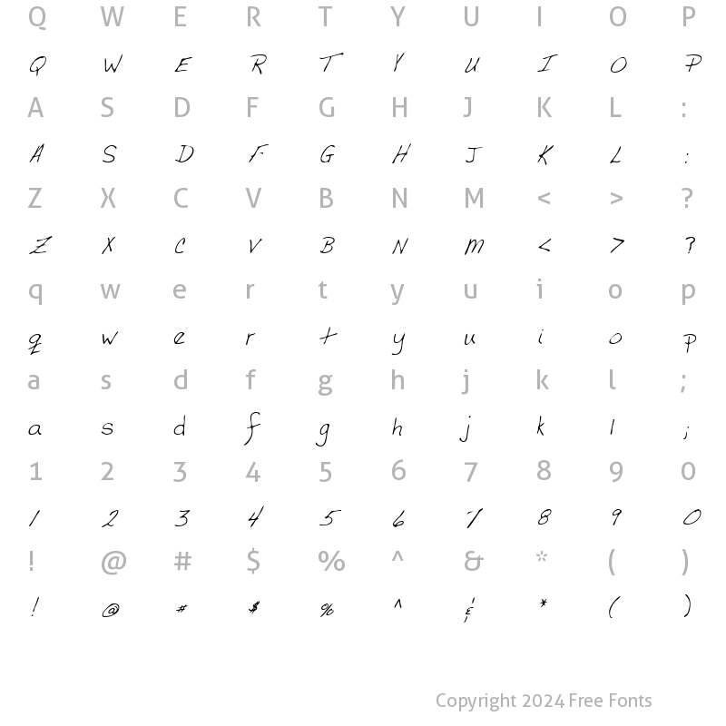 Character Map of CodysHand Italic