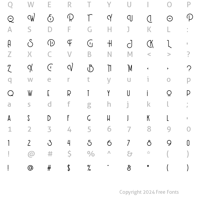 Character Map of Coellack Regular