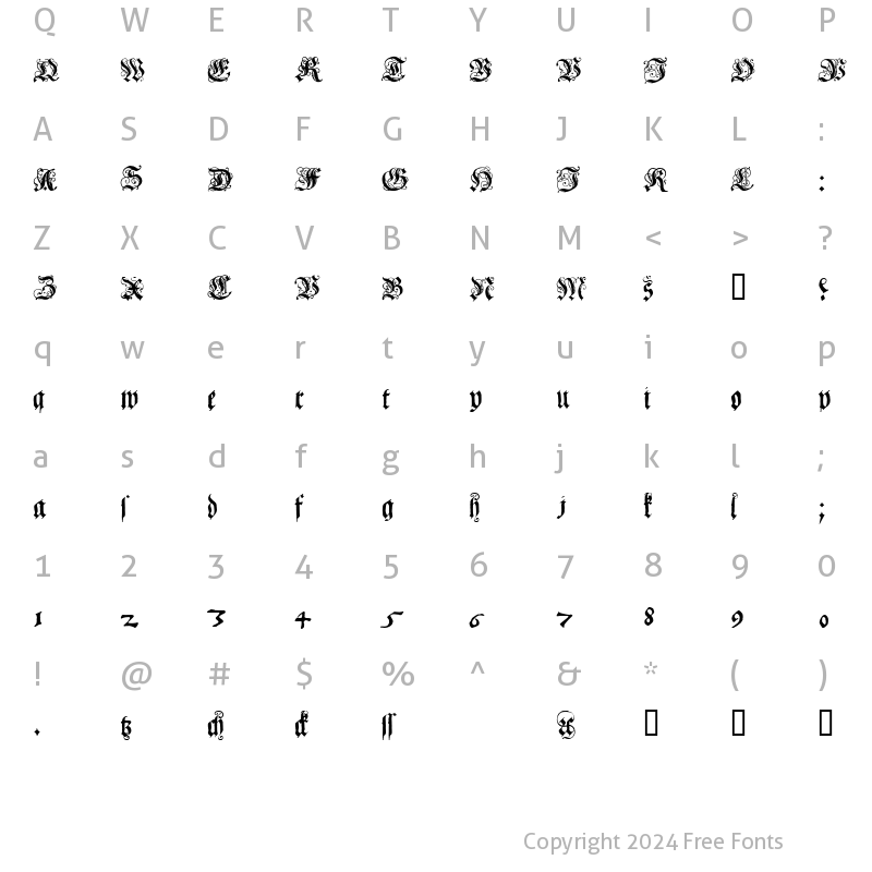 Character Map of Coelnisch Current Fraktur Regular