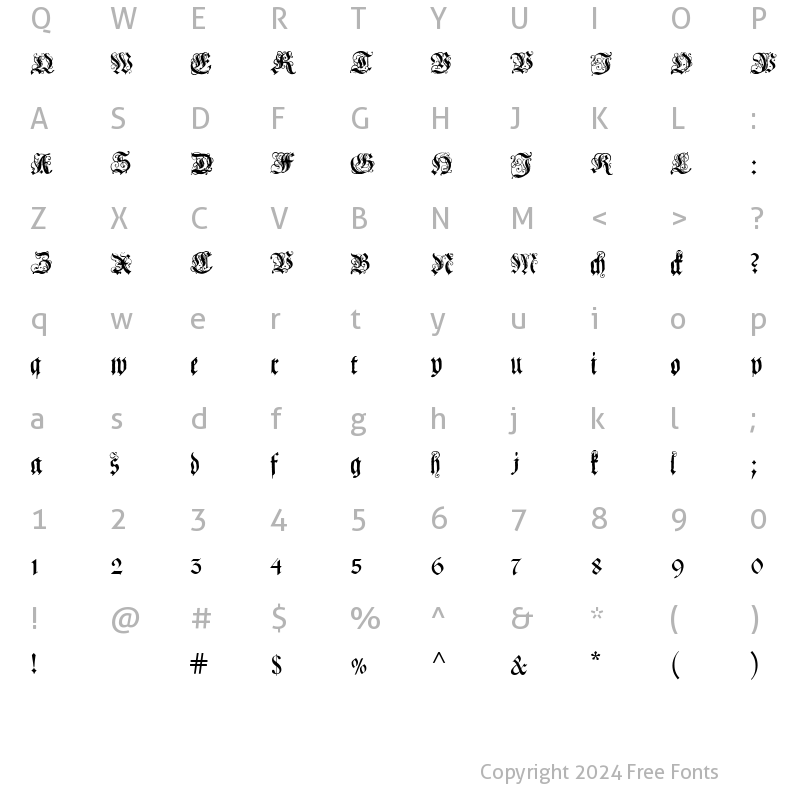 Character Map of Coelnische Current Fraktur Regular