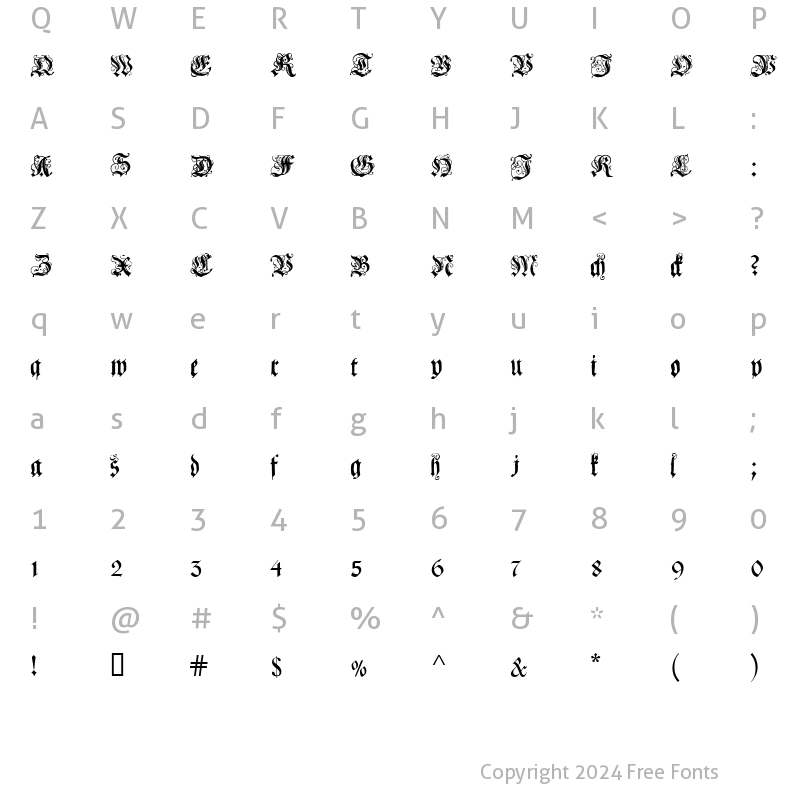 Character Map of CoelnischeCurrentFraktur Regular