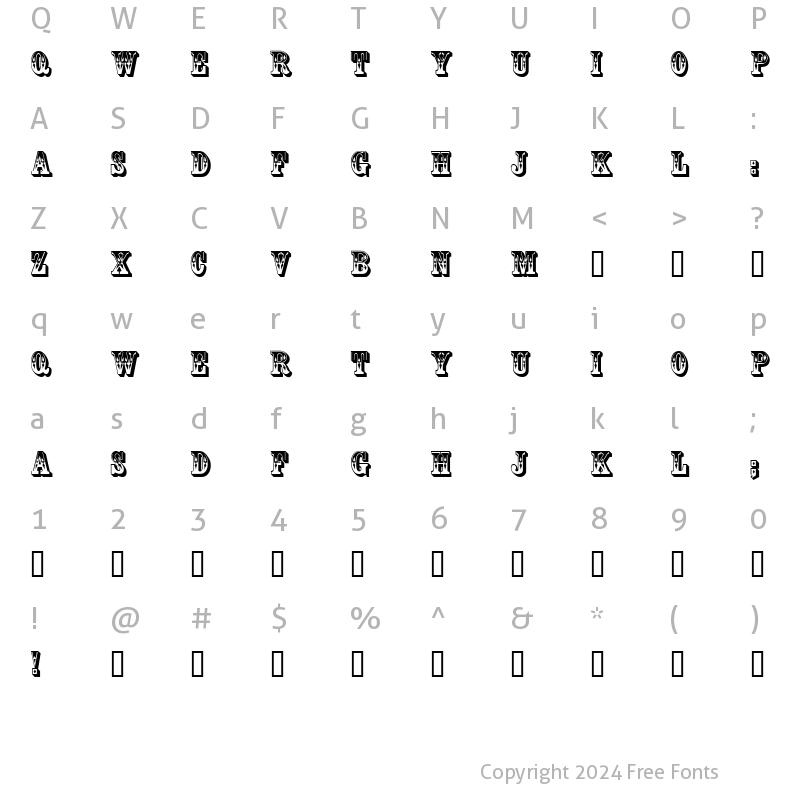 Character Map of Coffee Tin MF Initials