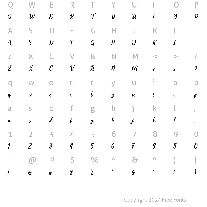 Character Map of Coffistylove Regular