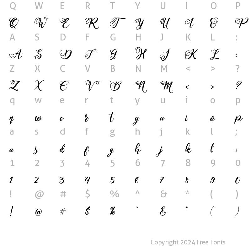 Character Map of Cointa Regular