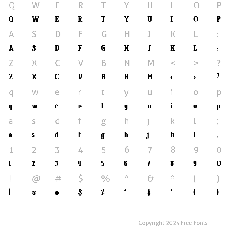 Character Map of Colbad Regular