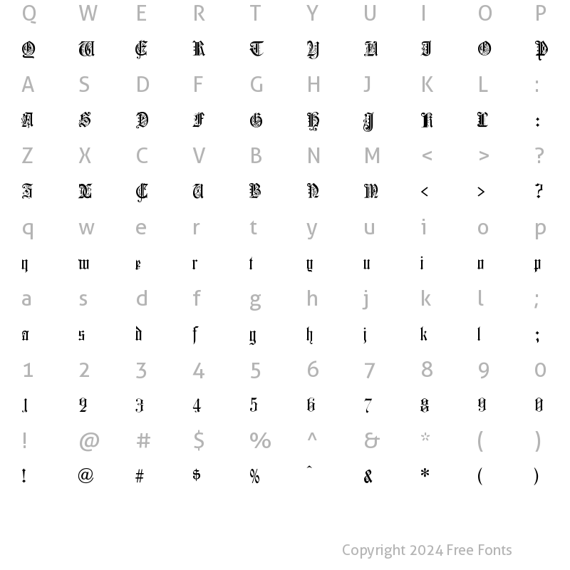 Character Map of Colchester Black