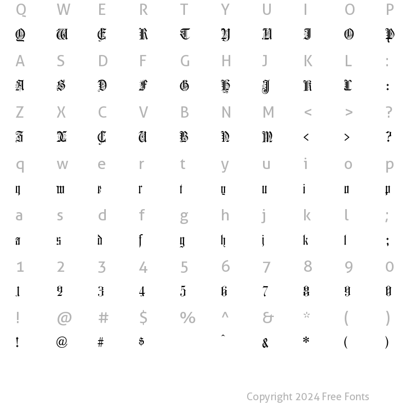 Character Map of ColchesterBlack Regular