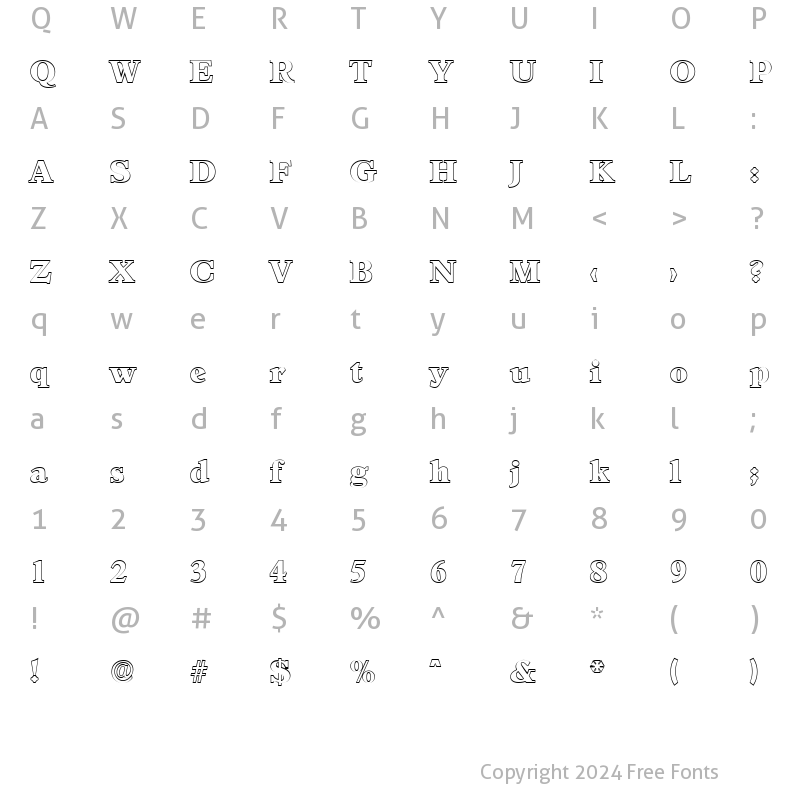 Character Map of ColinBeckerOutline-Heavy Regular