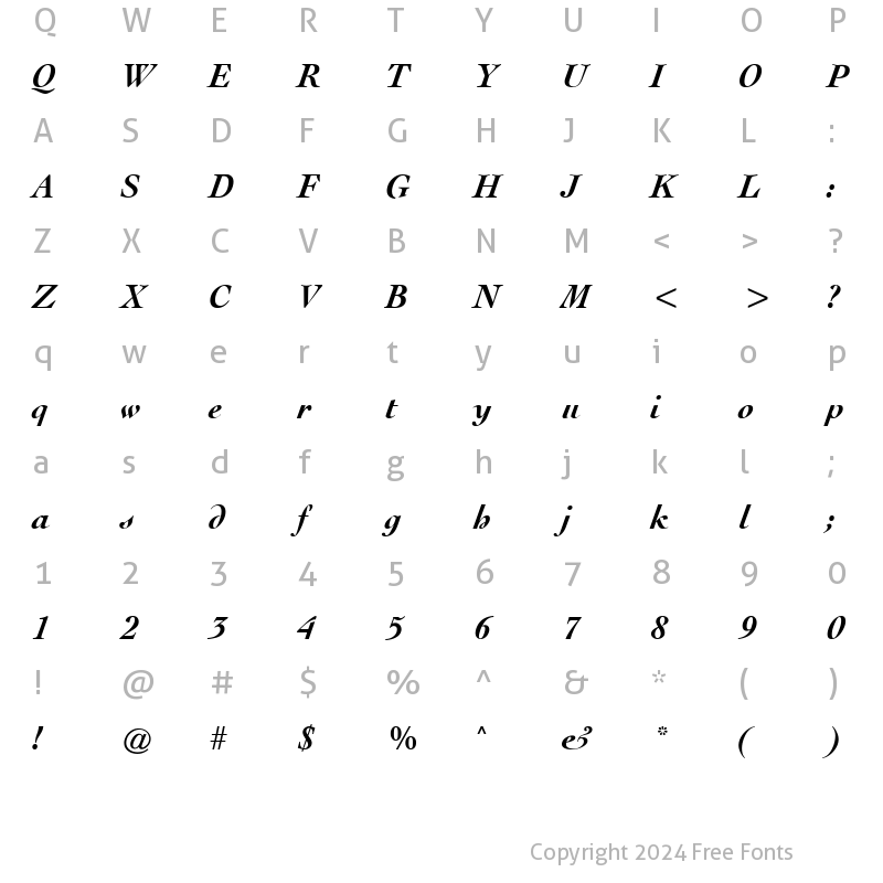 Character Map of Collage BoldItalic