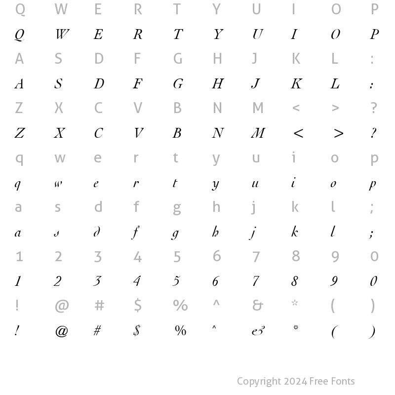 Character Map of Collage Italic