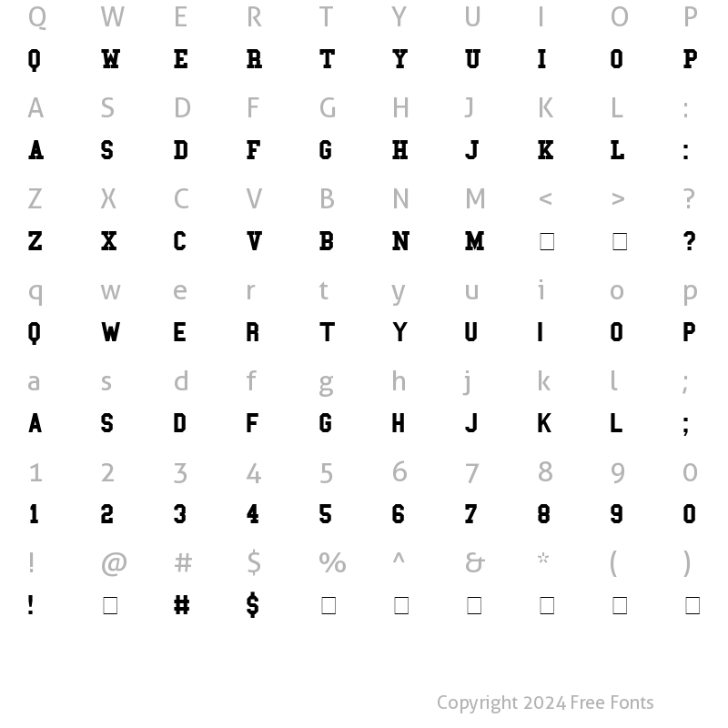 Character Map of College Bold