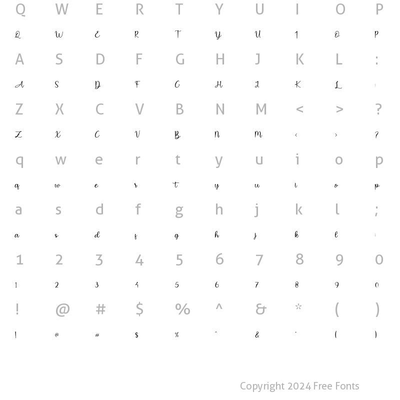 Character Map of Collette Regular