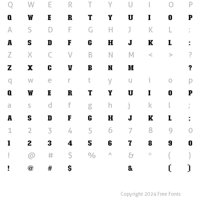 Character Map of Collge Combined Font Regular