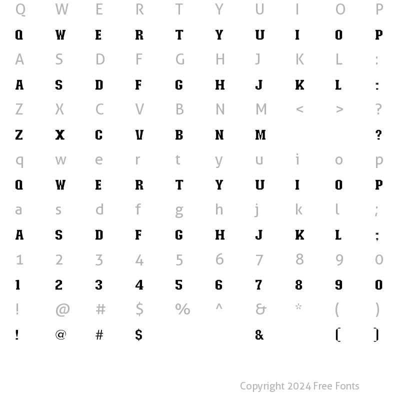 Character Map of Collge Filled Regular