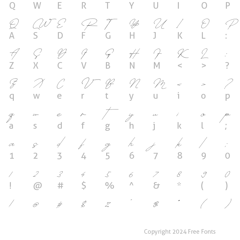 Character Map of Collier Repstein Italic