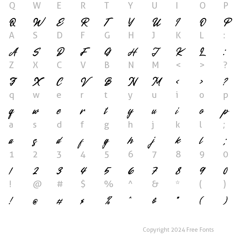 Character Map of Collinsaber Italic