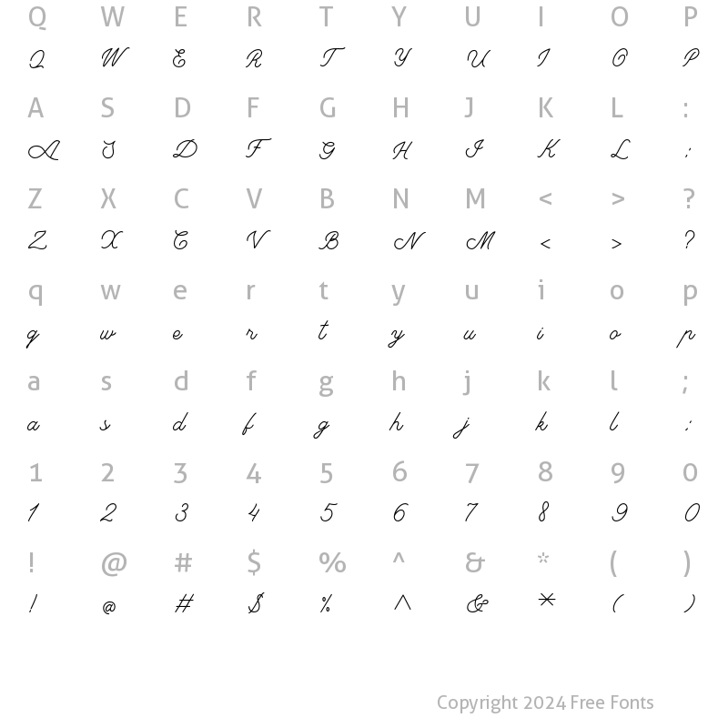 Character Map of colombia Regular