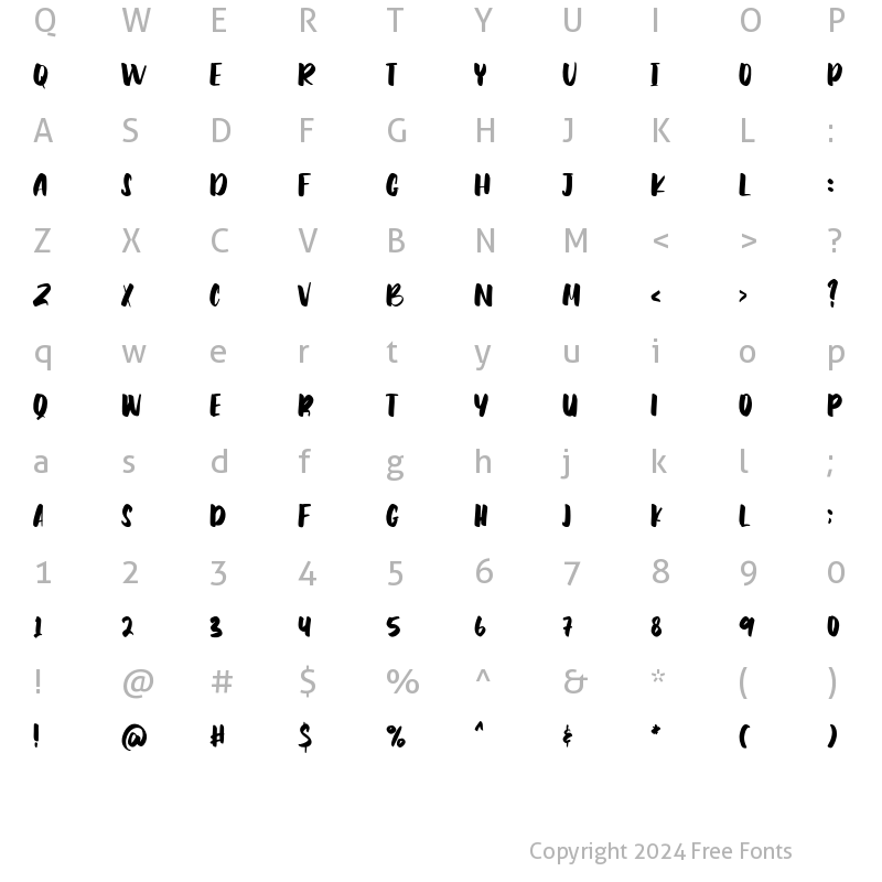 Character Map of Colombus Regular