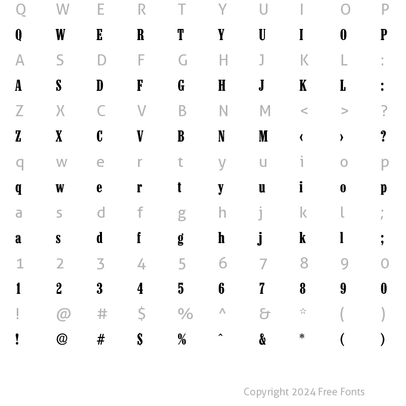 Character Map of Colonel-Bold Regular