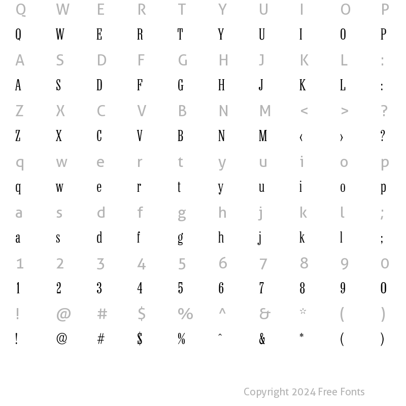 Character Map of Colonel-Light Regular