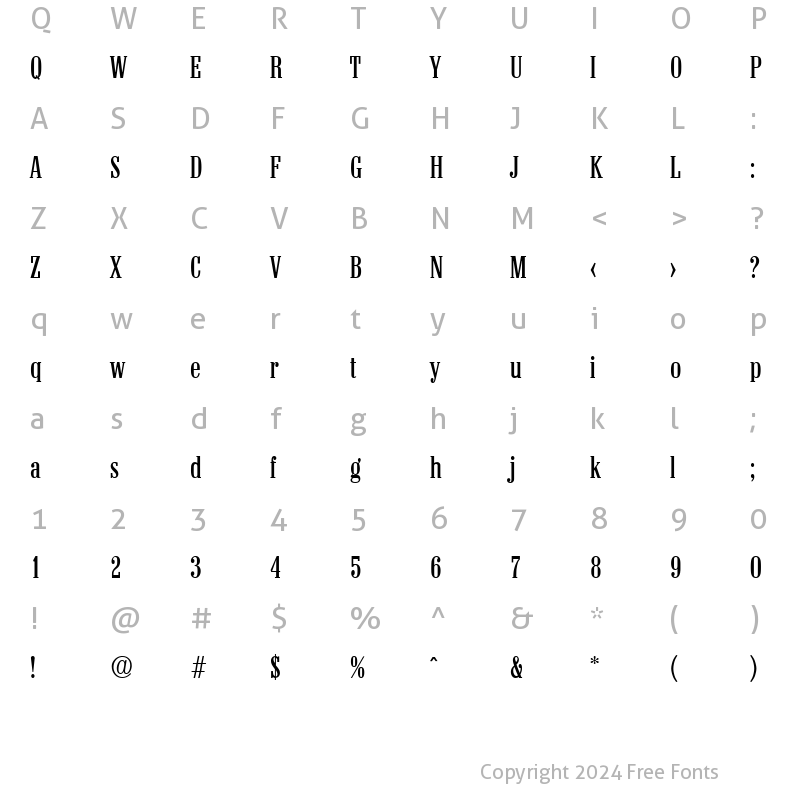 Character Map of Colonel-Serial DB Regular