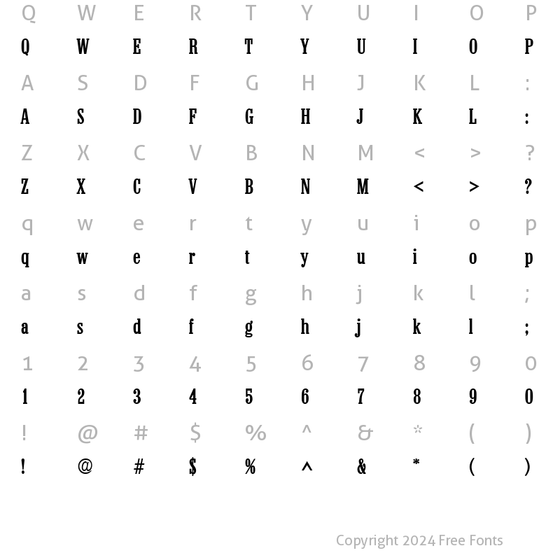 Character Map of Colonial SF Bold