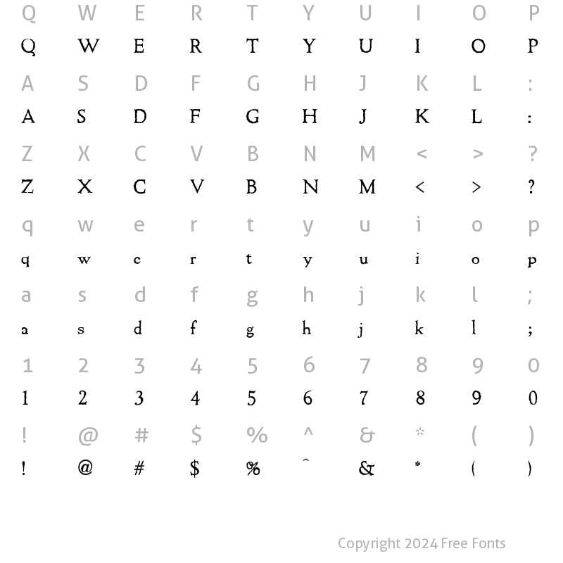 Character Map of ColonialDame Regular