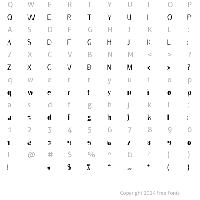 Character Map of Colony Regular