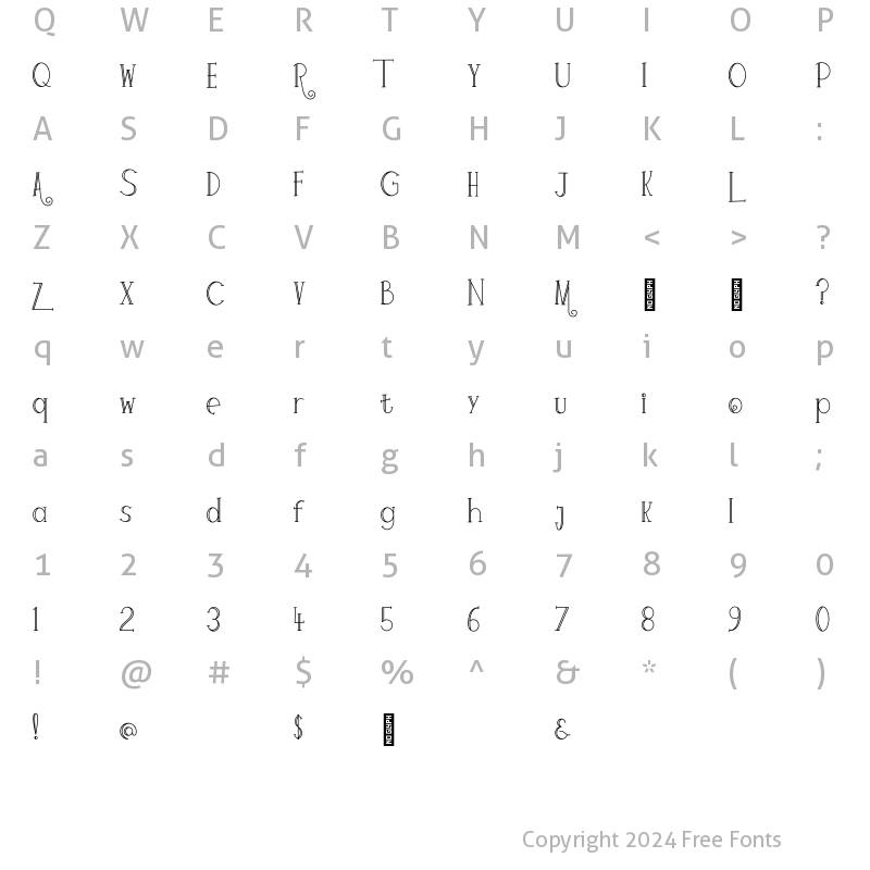 Character Map of Colores Hollow Font Regular