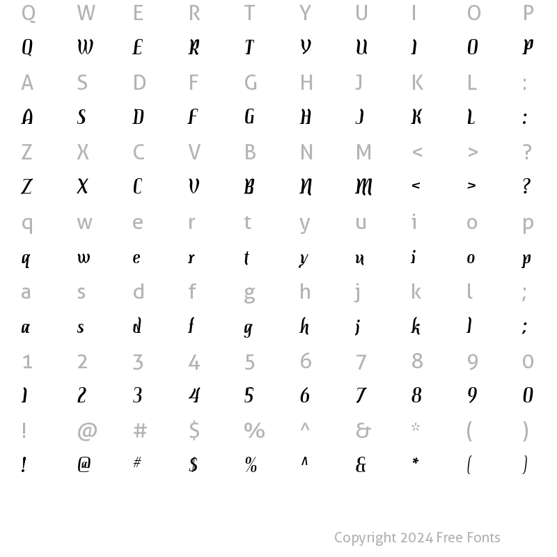 Character Map of Colourbars Regular