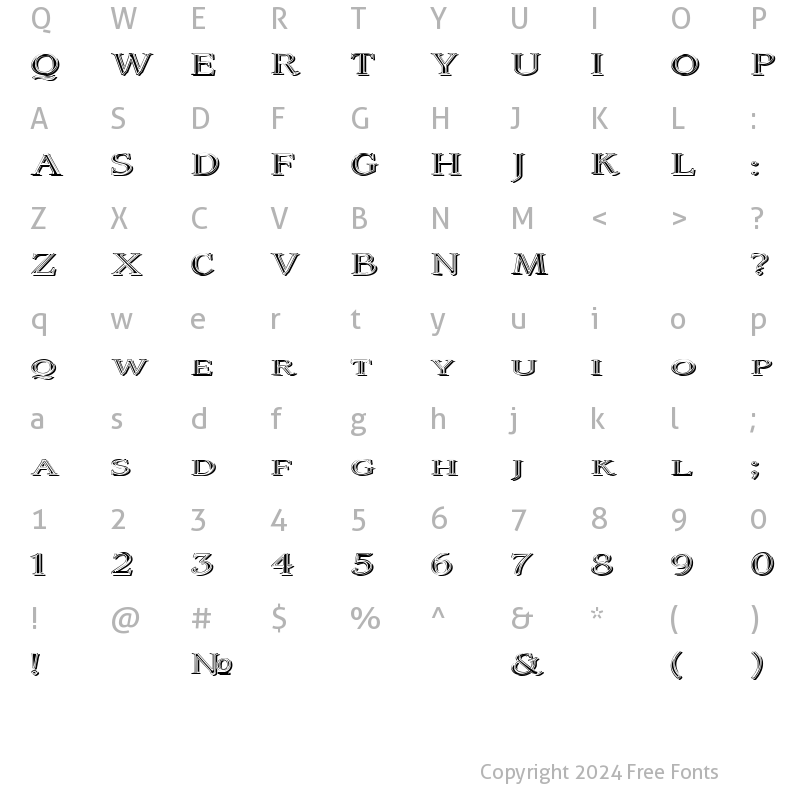 Character Map of Coltaine No 2 Regular