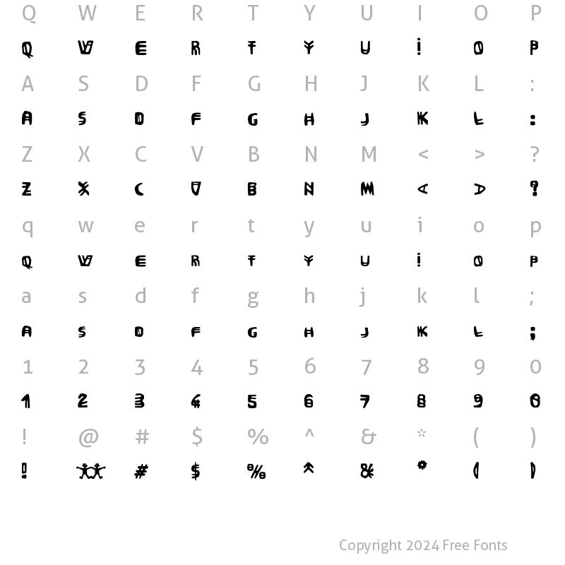 Character Map of Coltello Regular