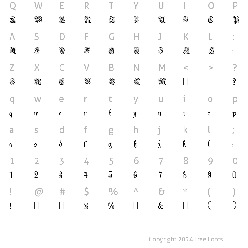 Character Map of Colton Gothic Normal