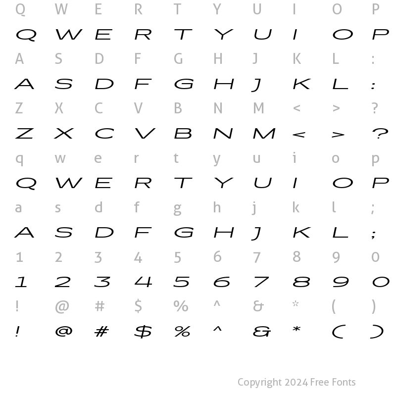 Character Map of Coltrane Light Italic