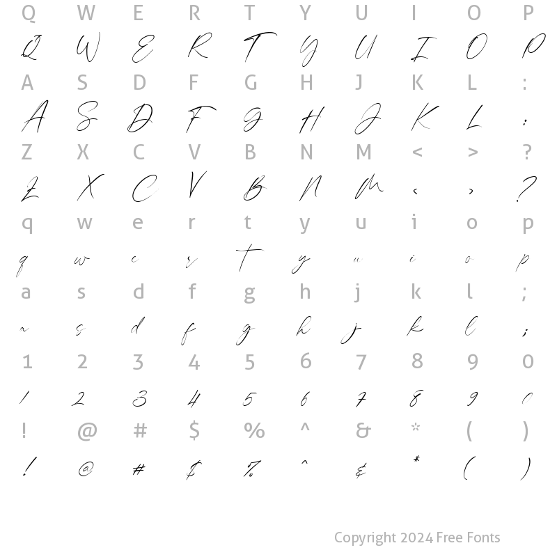 Character Map of columbia Regular