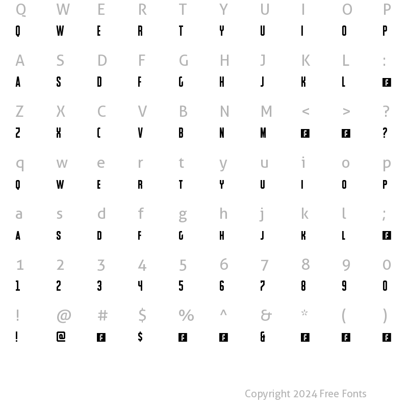 Character Map of Columbia Regular