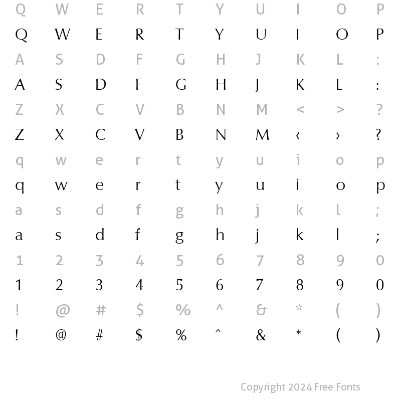 Character Map of Columbia-Serial-Light Light