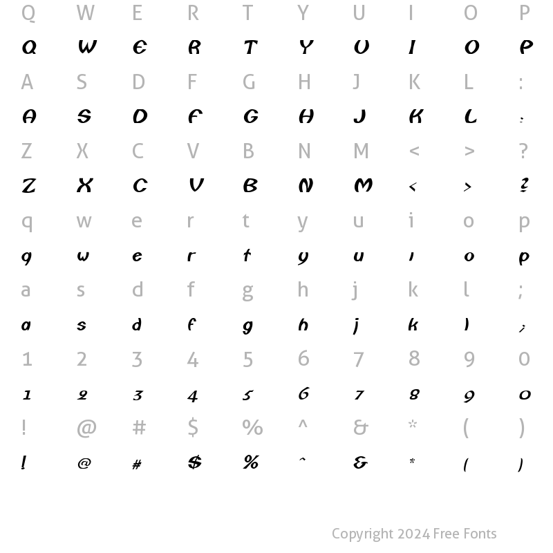 Character Map of Columbo Italic